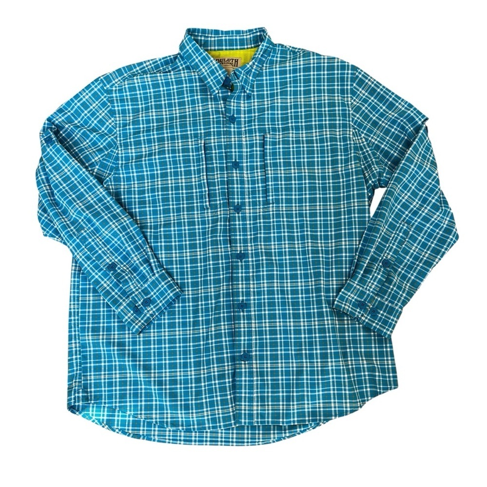 Duluth Trading Co. Men’s XL Blue Yellow White Long Sleeve Button Down Shirt